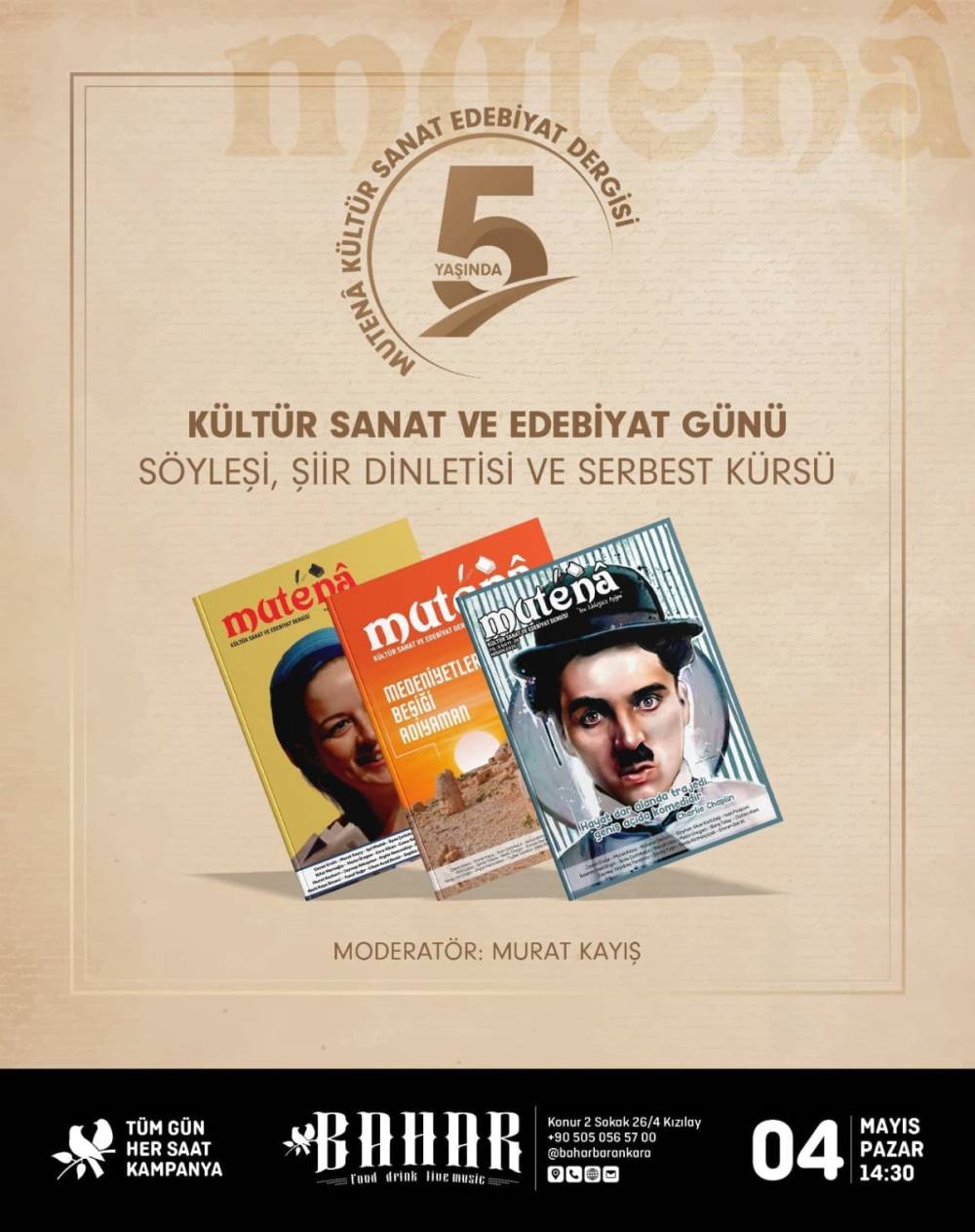 Mutenâ Dergisi 5. yılını sanatseverlerle kutluyor: Adıyaman, Mersin ve Ankara’da sanat buluşmaları 