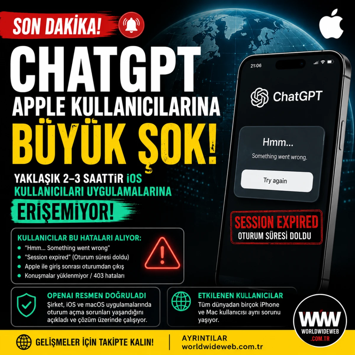 ChatGPT iOS Kullanıcılarında Oturum A&ccedil;ma Sorunu: OpenAI Resmen Doğruladı